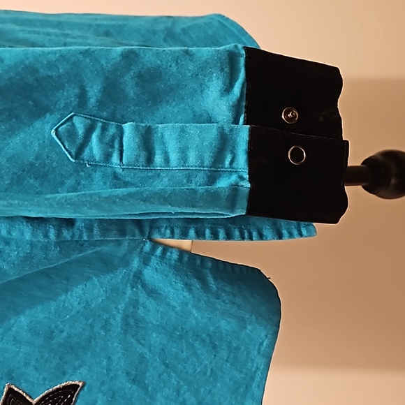 Victor Costa Occsn Western Snap Chambray Velvet Beaded Jacket Shirt Sze S #W-530 - Picture 5 of 13